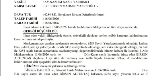 ابطال حکم حفاظتی اجه ارکن Kızılcık Şerbeti سایت ترکنما